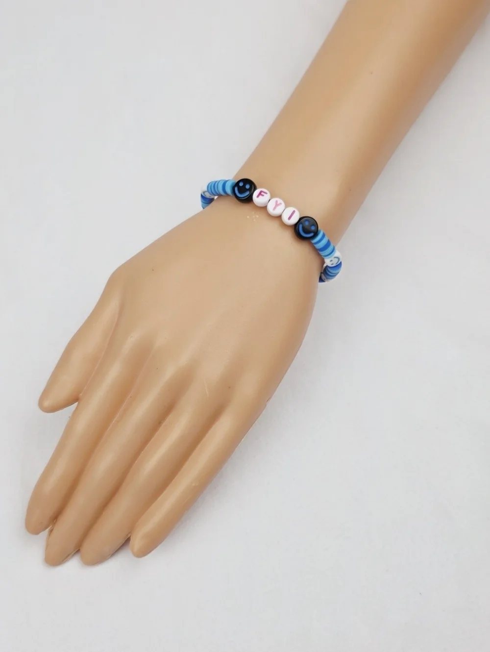 Handmade Clay Bead Smiley Face FYI  Bracelet